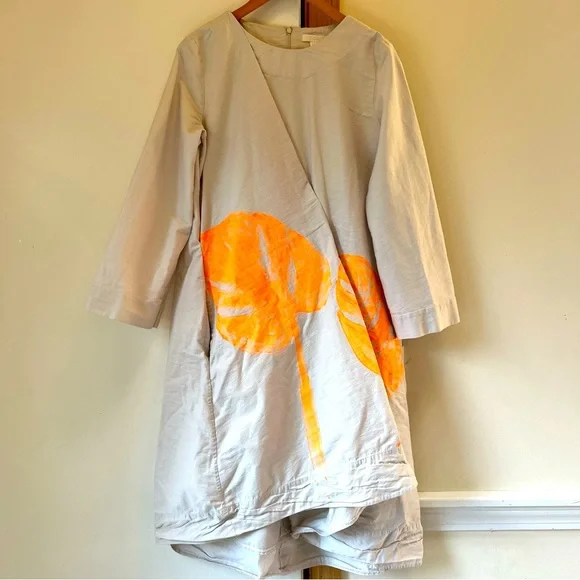 COS | Asymmetric Pleat Long Sleeve Abstract Dress Size 10, artful painting - Picture 3 of 8